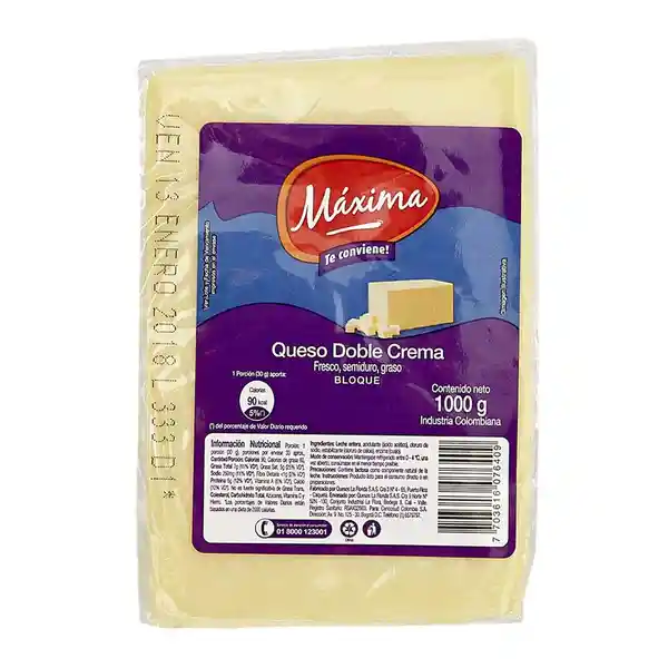 Queso Doble Crema Máxima Bloque