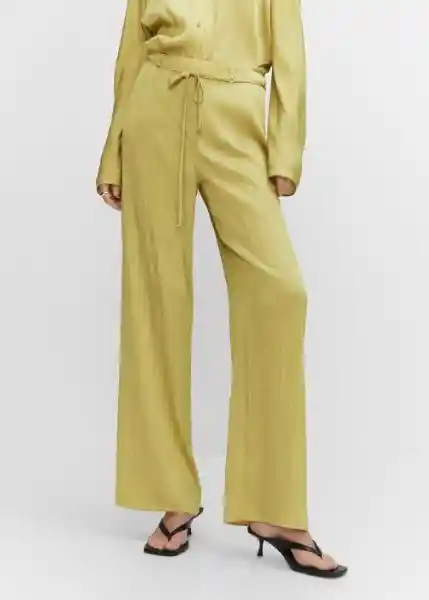 Pantalón Chiffe-A Lima Talla M Mujer Mango