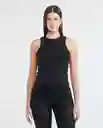 Camiseta Ribbed Tanktop Negro Sombrío Ultraoscuro Talla S Mujer Chevignon