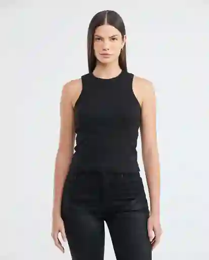 Camiseta Ribbed Tanktop Negro Sombrío Ultraoscuro Talla S Mujer Chevignon