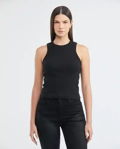 Camiseta Ribbed Tanktop Negro Sombrío Ultraoscuro Talla S Mujer Chevignon