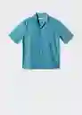 Camisa Malaga Turquesa Talla M Hombre Mango