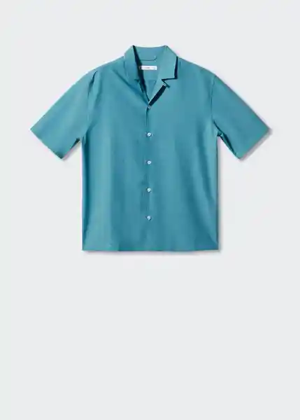 Camisa Malaga Turquesa Talla M Hombre Mango