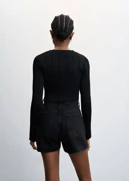 Short Zoe Tejano Negro Talla 40 Mujer Mango