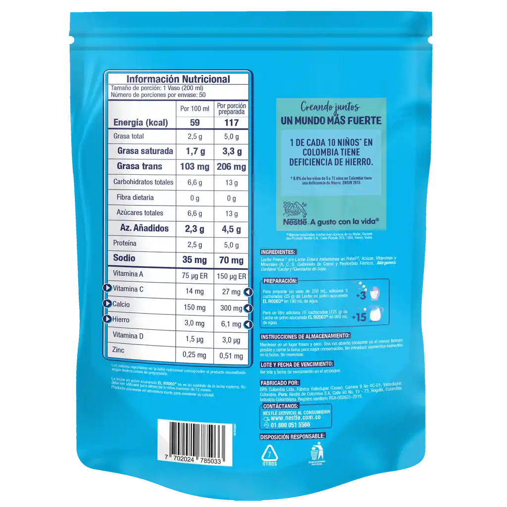 Leche en polvo EL RODEO x 1250g