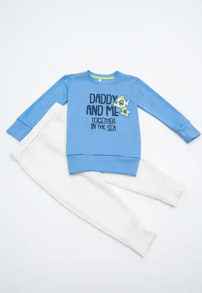 Pijama Dos Piezas Niño 6/9 Meses-azul