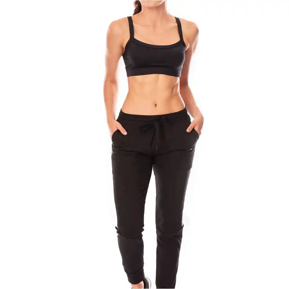 Pantalon Largo Poliester/algodón/elastano Mujer Negro Fondo 63478 Talla M