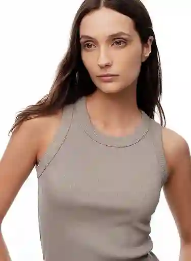 Camiseta Cuello Redondo Sin Manga L-taupe