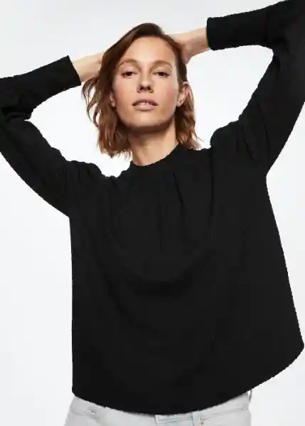 Blusa Neves Negro Talla L Mujer Mango