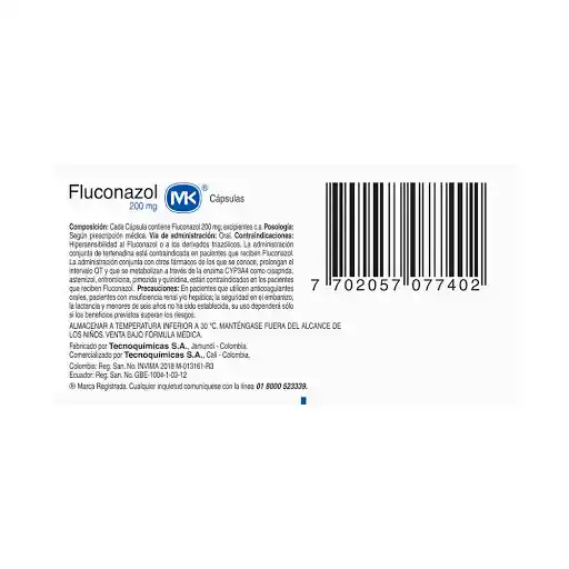 Mk Fluconazol Cápsulas (200 Mg )