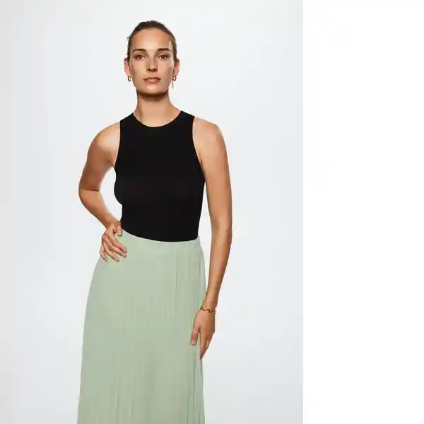 Falda Plisi-A Verde Pastel Talla M Mujer Mango