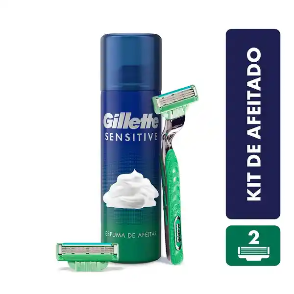 Gillette Irritation Protection Kit de Afeitado Piel Sensible Rastrillo + 1 Cartucho + Espuma + Aftershave