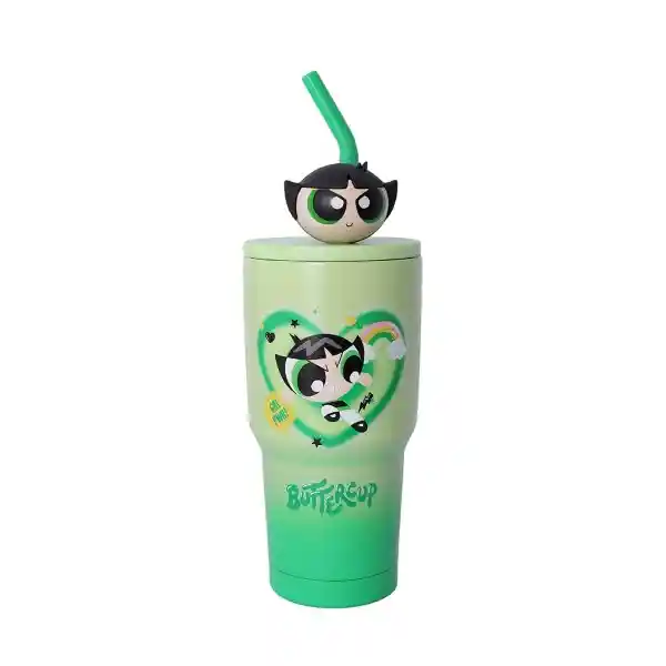 Vaso de Acero Serie Chicas Súper Poderosas Verde 900 mL Miniso