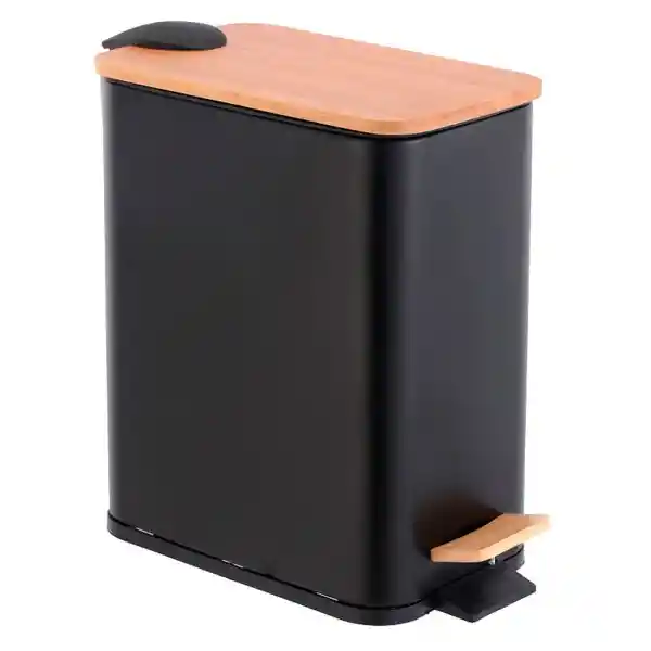 Cotidiana Basurero Con Pedal Negro/Bambú 5 L