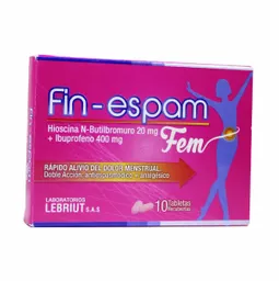 Fin-Espam Fem Antiespasmódico-Analgésico (20 mg/400 mg) Tabletas Recubiertas