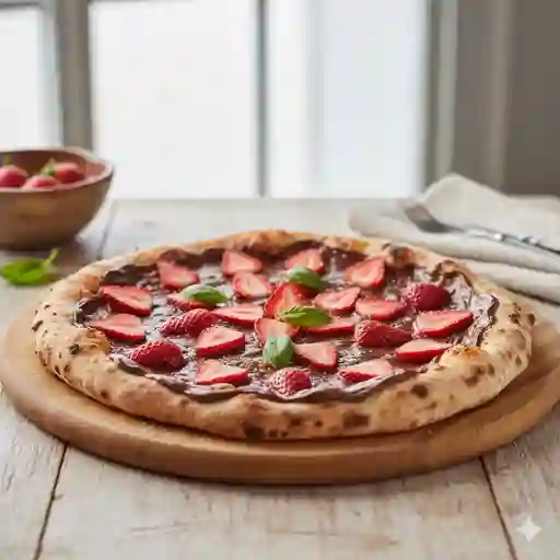 Postres pizza de nutella y fresas