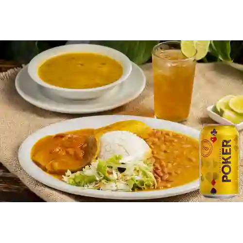 Combo Menú Del Día + Cerveza Poker Lta 330ml