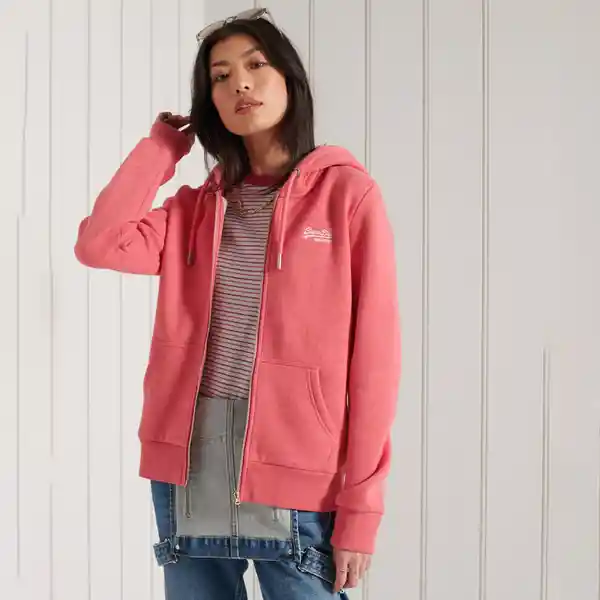 Superdry Buzo ol Classic Zip Hood Rosa Talla XL