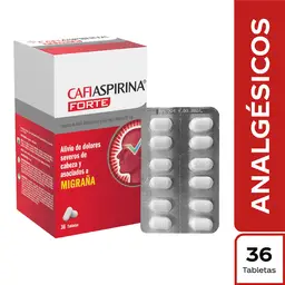 CafiAspirina Forte 650 mg Ácido Acetilsalicílico 65mg Cafeína Caja x 36 tab