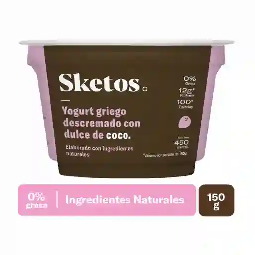 Sketos Yogurt Griego Descremado con Dulce de Coco