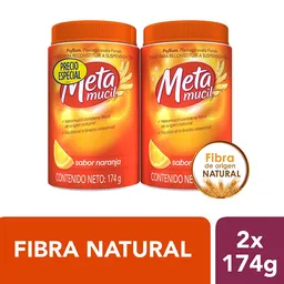 Metamucil Fibra Natural Psyllium ayuda a la regularización intestinal sabor Naranja 174 g con 30 dosis