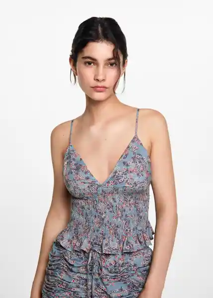 Top Florest Celeste Talla 21 Teen Niñas Mango