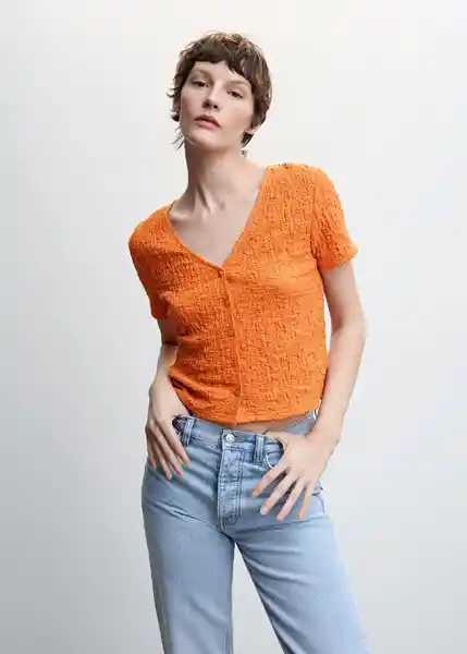 Camiseta Fidela Naranja Talla 18 Mujer Mango