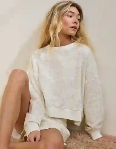 Buzo Blanco Talla: MEDIUM Aerie 3636125 American Eagle