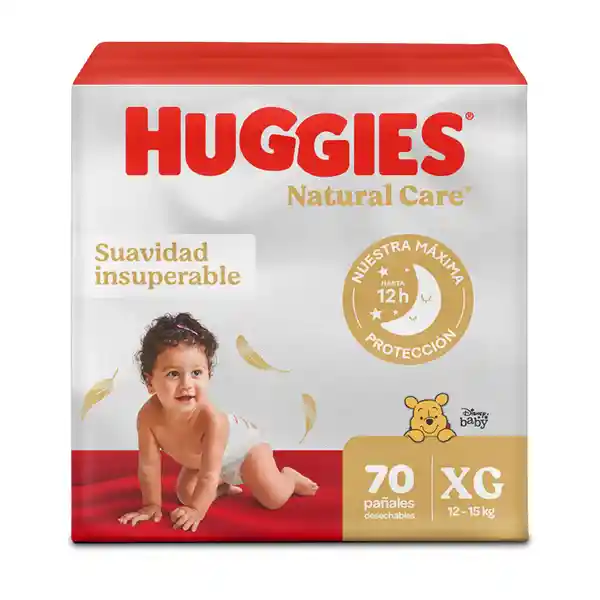 Pañal Huggies Natural Etapa 4/XG Suavidad Insuperable 70 Und