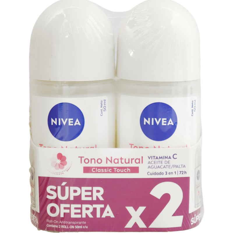 Desodorante Nivea Roll On 3 en 1 50 ml x2