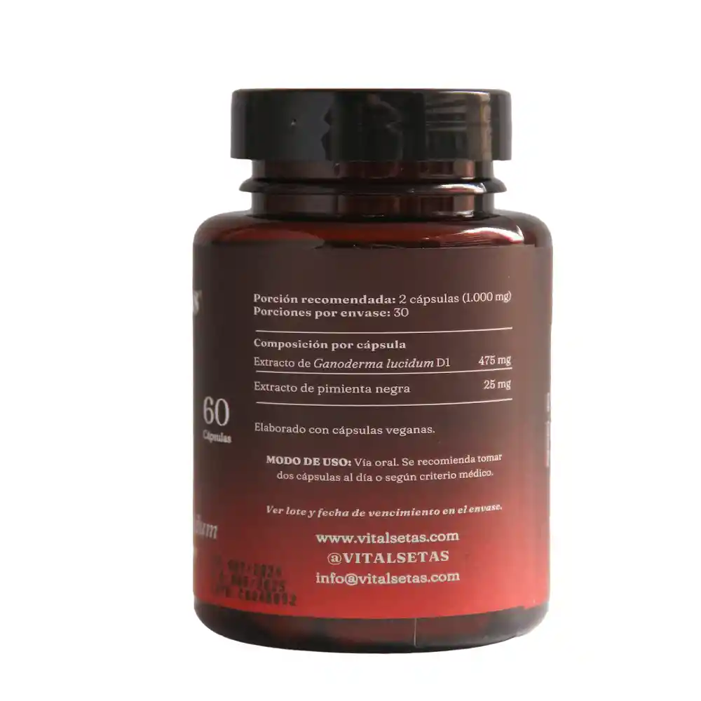 Capsulas Vitalsetas Reishi Pimienta Negra X 60