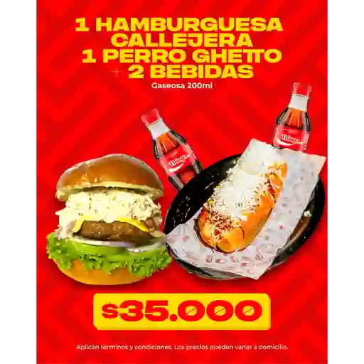 Combo hamburguesa callejera+perro ghetto