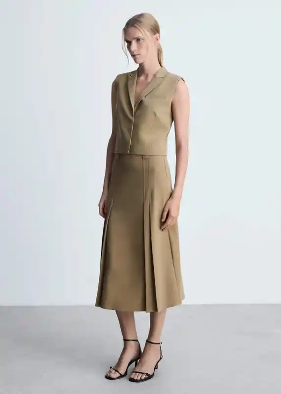 Falda Camu-w Khaki Talla Xs Mujer Mango