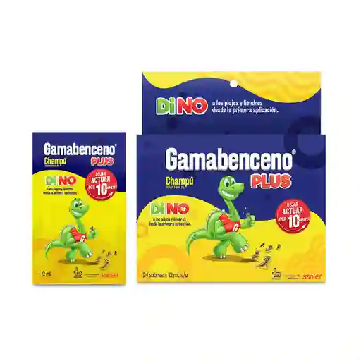 Gamabenceno Plus Shampo Dino para Control de Piojos y Liendres