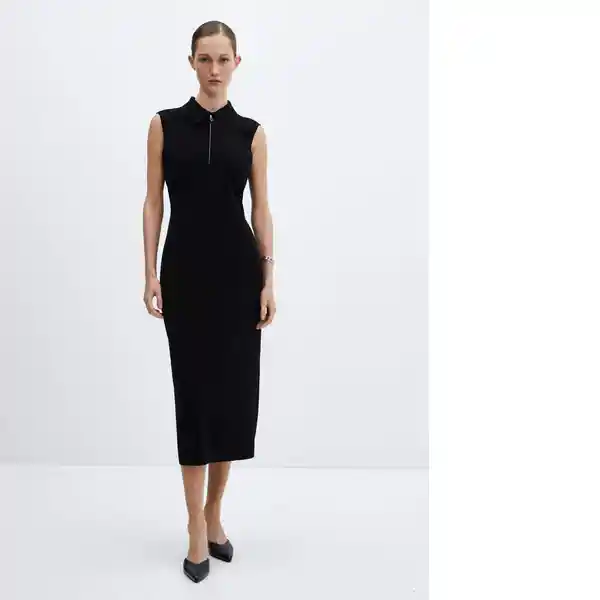 Vestido Mazip Negro Talla 28 Mujer Mango