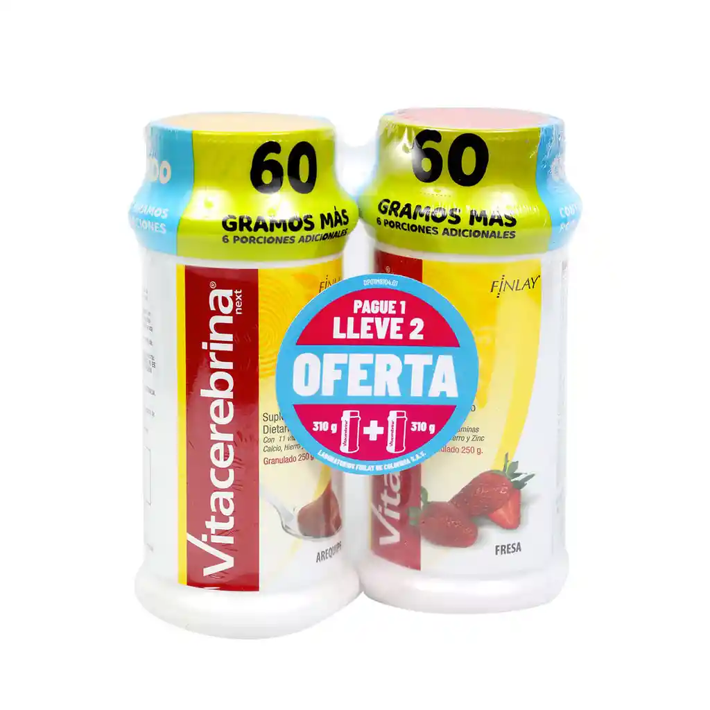Oferta Vitacerebrina Next Granulado Pague: 1 Lleve: 2 Sabores: Fresa y