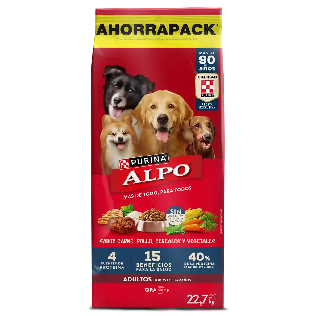 Comida para perros Alpo Adultos con carne,pollo,cereales y vegetales x 22,7kg