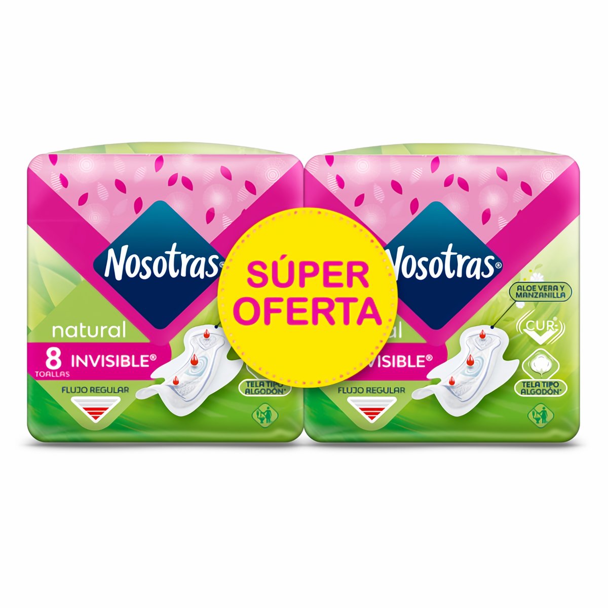 Nosotras Toallas Higiénicas Natural Invisible x16 8 und