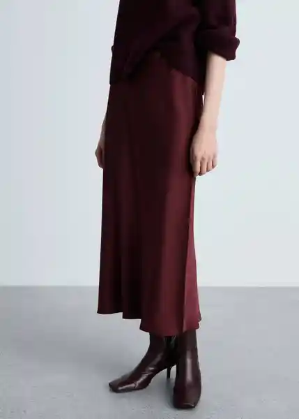 Falda Mia2 Burdeos Talla L Mujer Mango