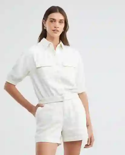 Camisa Mc Cargo Linen Crudo Prístino Claro Talla S Mujer Chevignon