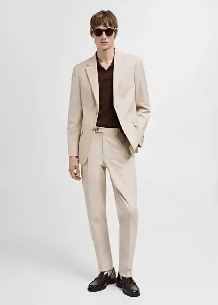 Pantalón Milan Color Beige Talla 38 Hombre Mango