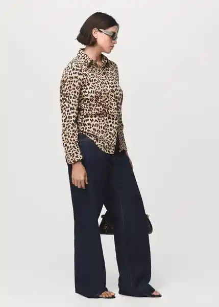 Camisa Basic Marrón Talla S Mujer Mango