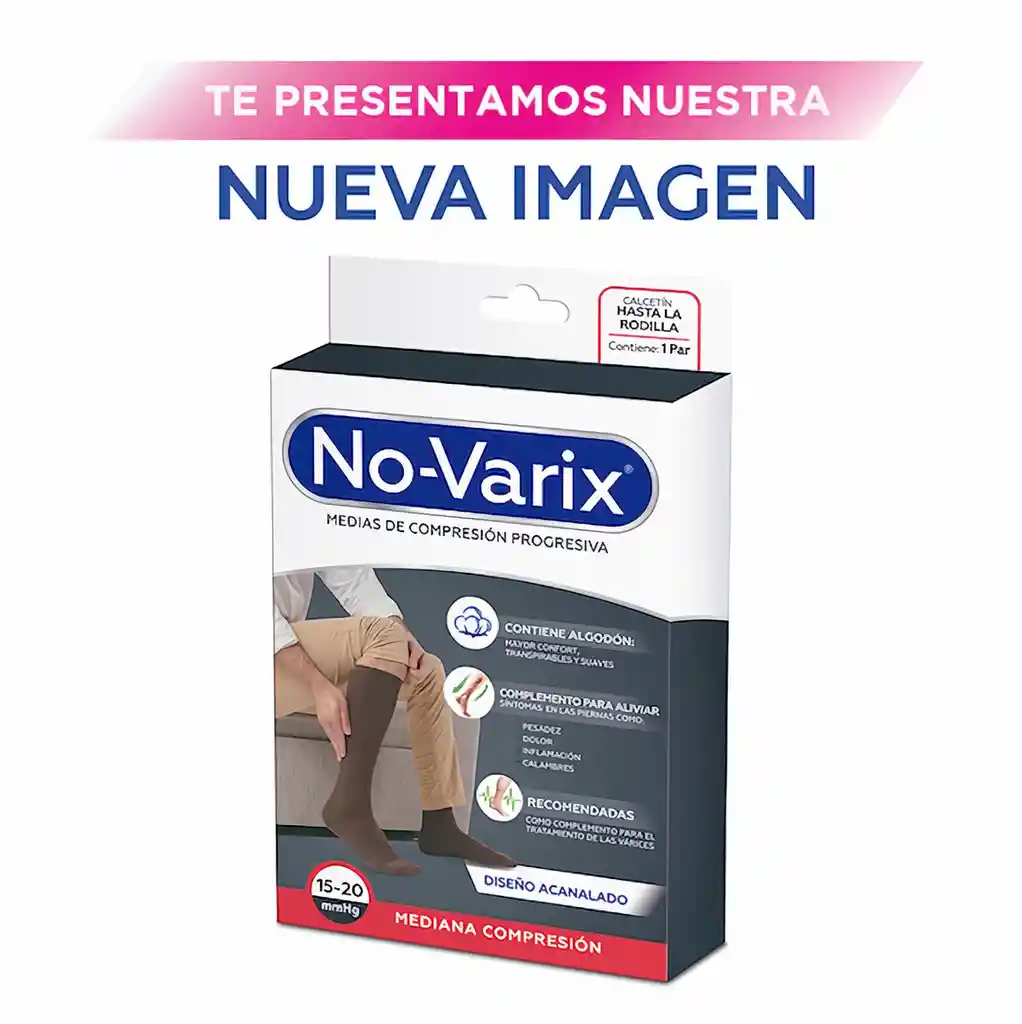 No-Varix Calcetín Hombre Fibras Esp 15-20 mm/hg Brown Xlarge
