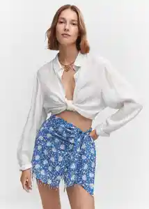 Falda Bolitas Azul Talla S Mujer Mango