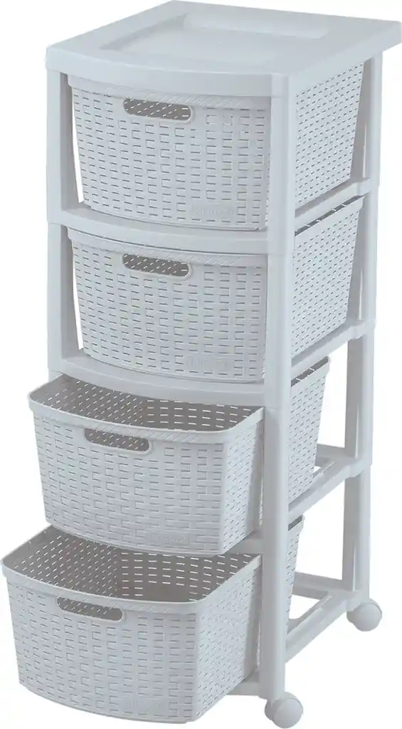 Rimax Cajonero Rattan Blanco Nieve 4G