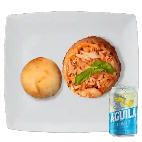 Combo Arroz c/ Pollo 8Oz + Aguila Light Lta 330ml