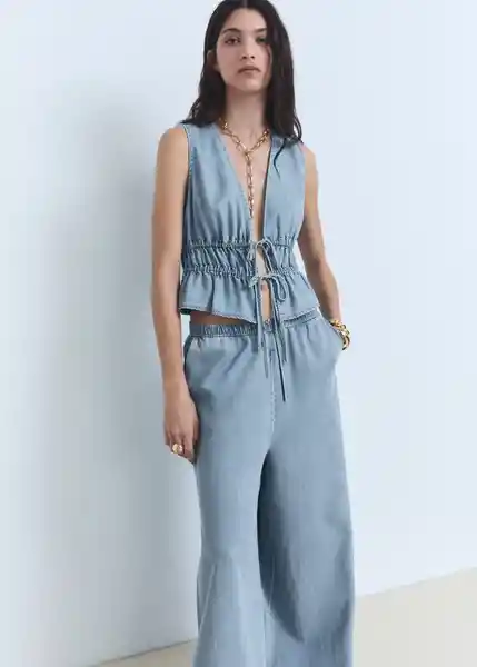 Top Siros Tejano Claro Talla M Mujer Mango