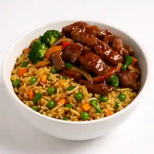 Arroz Tepanyaki con Carne de Res Teriyak