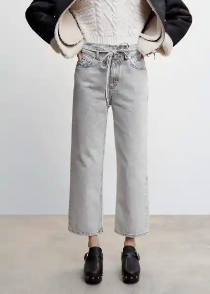 Jeans Bohemian Tejano Gris Talla 32 Mujer Mango