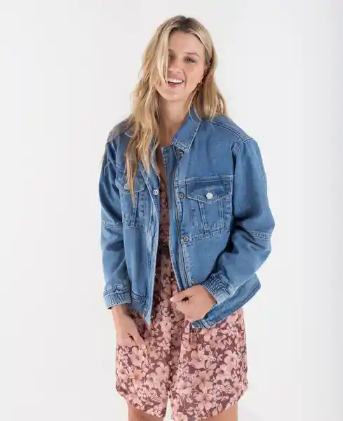 Chaqueta En Denim Mangas Englobadas Azul Indigo Talla L Mujer Naf Naf